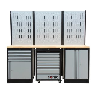MSS 2193 mm wall unit with wooden worktop