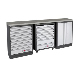 MSS 2193 mm wall unit with stainless steel worktop