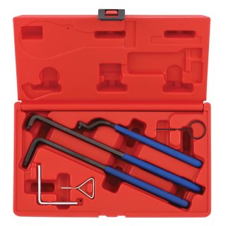 Toothed belt tool set in a case