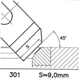 Formmesser 301 CX, 45°, Sitzbreite 9,0 mm, Sondermesser