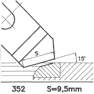 Formmesser 352 DT, 15°, Breite 9,5 mm für DT3