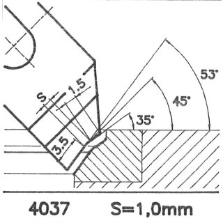 Formmesser 4037 AX, 45°, Sitzbreite 1,0 mm