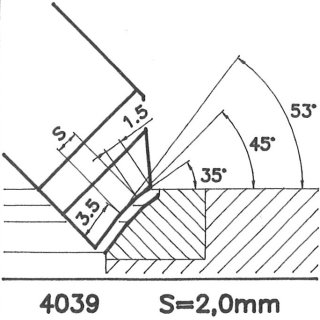 Formmesser 4039 BX, 45°, Sitzbreite 2,0 mm