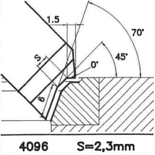 Formmesser 4096 B, 45°, Sitzbreite 2,3 mm