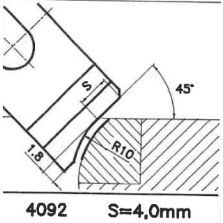 Formmesser 4092 B, 45°, Sitzbreite 4,0 mm