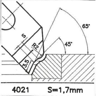 Formmesser 4021 A. 45°, Sitzbreite 1,7 mm