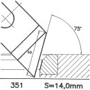 Formmesser 351 BX, 75°, Breite 14,0 mm