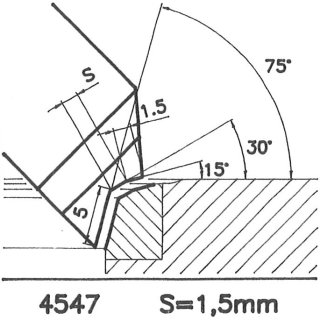 Formmesser 4547 B, 30°, Sitzbreite 1,5 mm