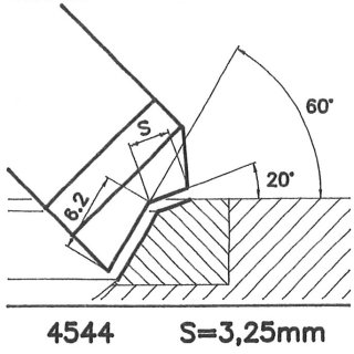 Formmesser 4544 B, 20°, Sitzbreite 3,25 mm
