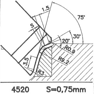 Formmesser 4520 C, Sitzbreite 0,75 mm,  Sondermesser