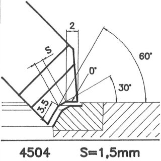 Formmesser 4504 B, 30°, Sitzbreite 1,5 mm