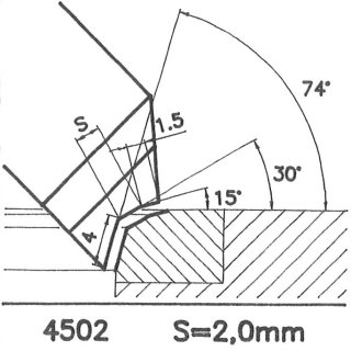 Formmesser 4502 B, 30°, Sitzbreite 2,0 mm