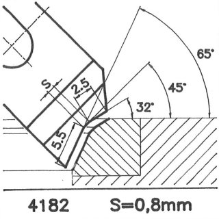 Formmesser 4182 B, 45°, Sitzbreite 0,8 mm, Sondermesser
