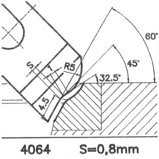 Formmesser 4064 A, 45°, Sitzbreite 0,8 mm