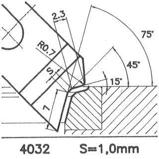Formmesser 4032 A, 45°, Sitzbreite 1,0 mm