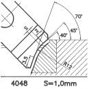 Formmesser 4048 A, 45°, Sitzbreite 1,0 mm, Sondermesser
